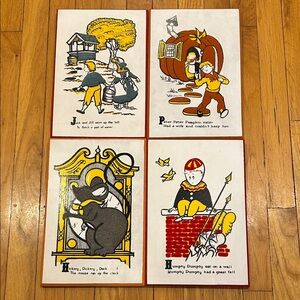 Vintage Nursery Rhyme Wall Art Set
